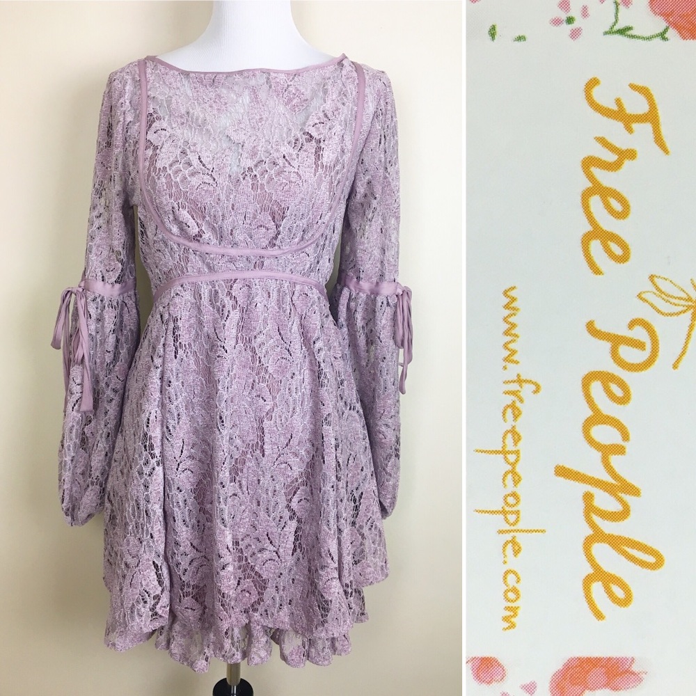 NWOT Free People Ruby Lace Boho Mini Dress